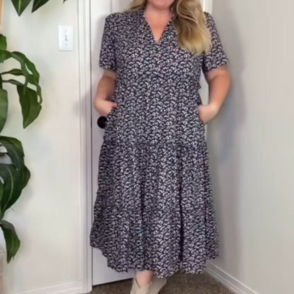 Blue floral ruffle maxi dress